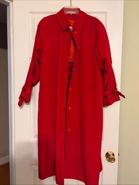 Red Women's Trench Coat by Misty Harbor